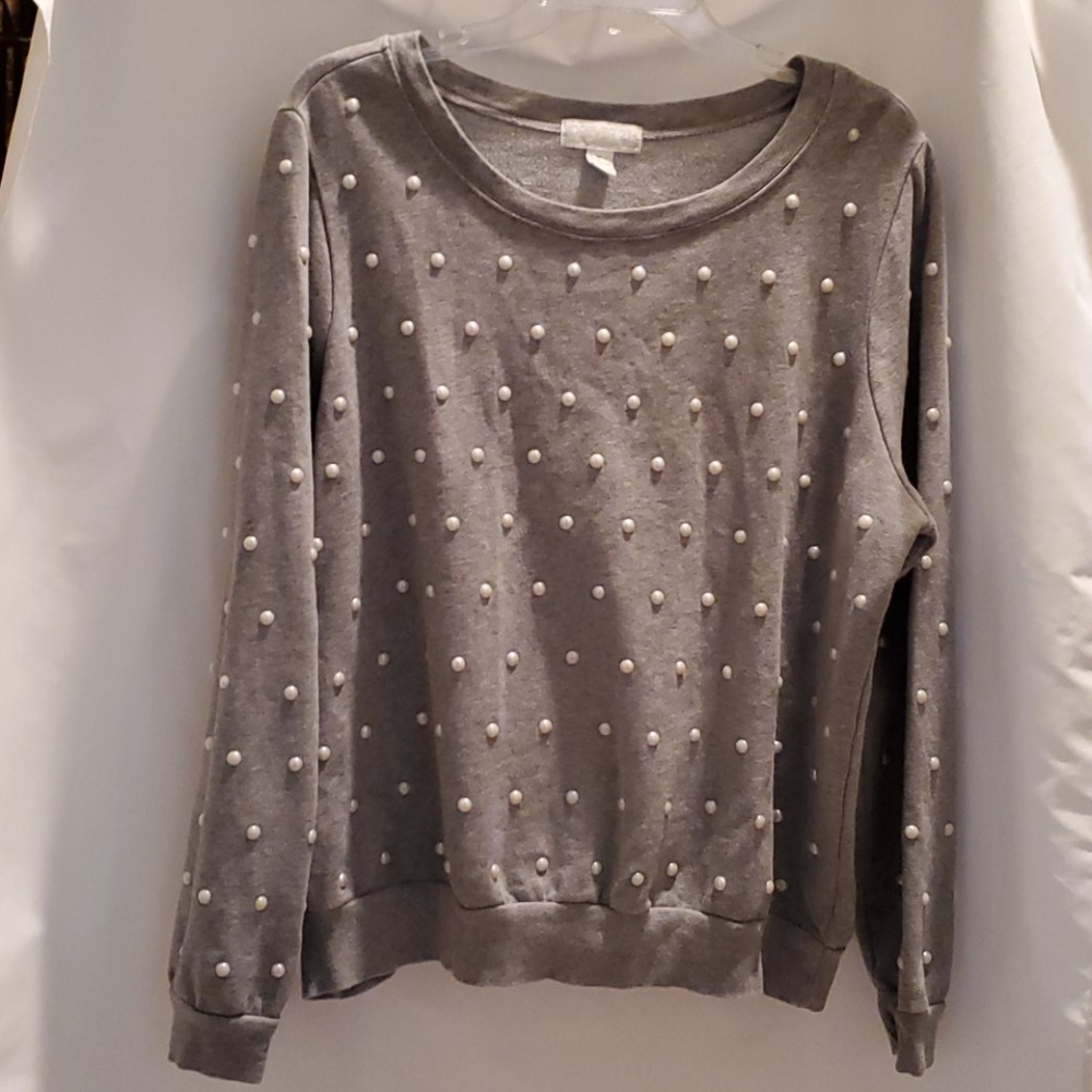 FOREVER 21 GRAY PEARL 💙 SWEATER 2X